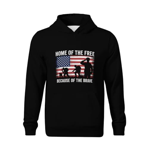 Kid 4th Of July Home Of The Free Because Of The Brave Soldiers Boys Girls Lightweight Kangaroo Pocket Fleece Hoodies2