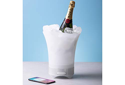 MKTOSASA - Original Cubitera con Altavoz Bluetooth 5.0, 5W e Iluminación LED Inteligente. Resistente Material translúcido y Recargable Mediante Cable USB Incluido - 24.5x29x23.5