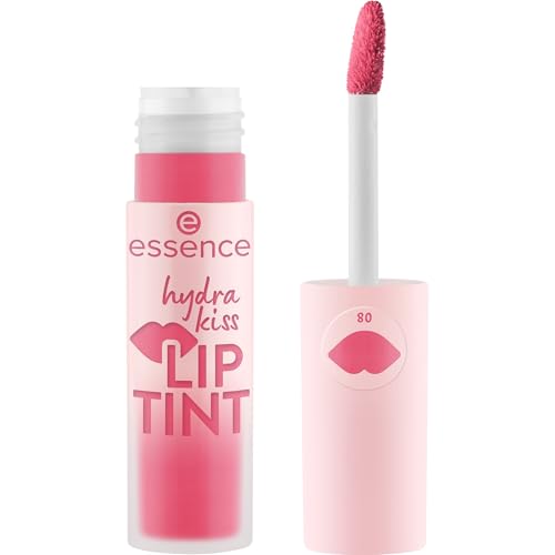 essence hydra kiss LIP TINT, Lippenstift, Nr. 08, Rot, langanhaltend, Färbeeffekt, natürlich, glänzend, vegan, ohne Parabene, ohne Mikroplastikpartikel, Nanopartikel frei, 1er Pack (4ml)
