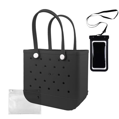 Rubber Beach Tote Bag - Waterproof Washable Durable Open Purses with Zipper Pocket and Phone Pouch for Pool Boat2