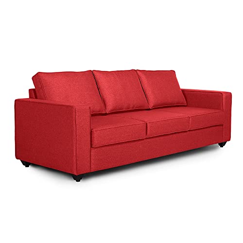 Image of Wakefit Sofa Set | 3 Year Warranty | Sofa 5 Seater, 5 Seater Sofa for Living Room, Wooden Sofa Set, Sofa Set 3+1+1 Seater - Napper(Omega : Red)