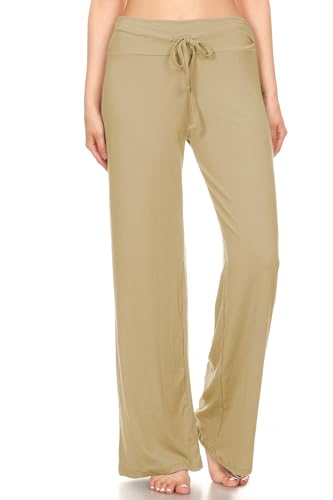 Image of Leggings Depot Women's Wide Leg Drawstring Pajama Pants for Lounge, Sleep | Soft, Breathable Poly-Span, Drawstring Waist, Comfy, Casual, Yoga, Everyday