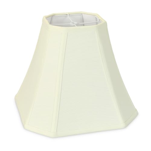 Image of Cream Octagonal Bell Lamp Shades (1 Pack), 6.5 inch Top x 13 inch Bottom x 10.8 inch Height - Medium Fabric Shade for Table Lamps, Modern Farmhouse & Minimalist Home Decor, Spider Fitter(harp not included)