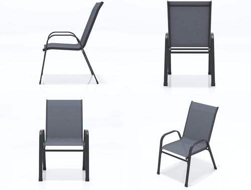 Image of Creative Outdoor Chair Set Sleek & Durable Patio Chairs with a Breathable mesh Back.Perfect for Garden, Balcony, or Outdoor Seating. (Pack of 2) (Grey)