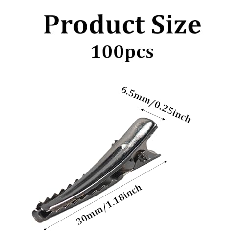 100 pinzas tipo cocodrilo metálicas plateadas 30 mm miniatura 2