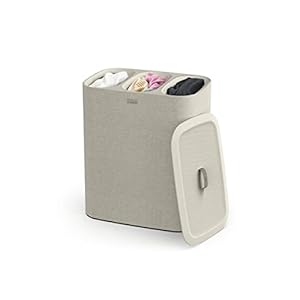 Joseph Joseph Tota Trio 90 liter/23.8 gallon Laundry Hamper Separation Basket with lid, 3 Removable Washing Bags with Handles- Ecru