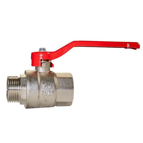 sanicomfort Kugelhahn 26 9 mm (3/4) IG x AG chrom voller Durchgang robuster Hebelgriff PN25 für Heizung Sanitär Industrie & Garten langlebig & dicht