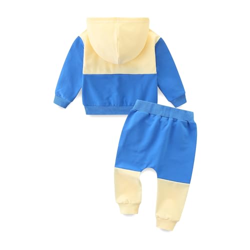 Baby Boy Outfits Short Long Sleeve Pants Clothes Set Spring Summer Hooded Patchwork Sweatshirt2