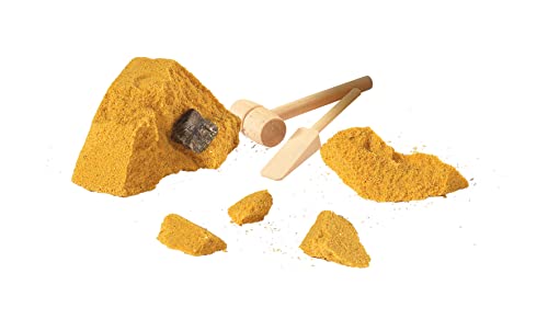 Simba 105952498 - Secret Stone, Gold oder Halbedelstein in Sandbarren, mit Hammer und Meißel aus Holz, 8-fach sortiert, es wird nur ein Artikel geliefert, Goldbarren, Entdeckerspielzeug ab 3 Jahren