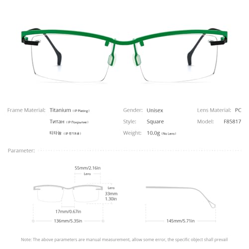 Image of FONEX Pure Titanium Glasses Frame Men Semi Rimless Square Eyeglasses Eyewear DTX416
