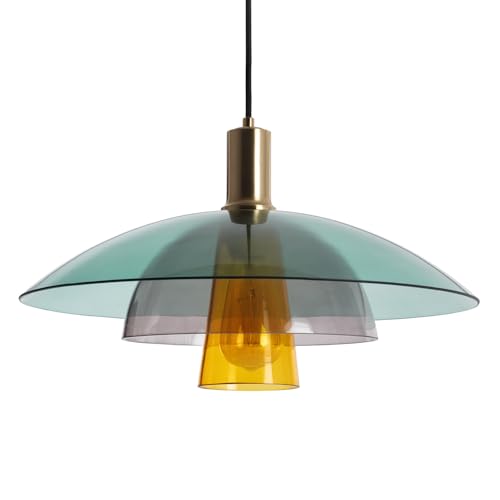 LEDKIA LIGHTING - Lampada a Sospensione Vetro Dolly | Design Vintage Elegante | Compatibile E27 | Ideale per Cucina, Soggiorno, Camera | Multicolore, Vetro, Metallo