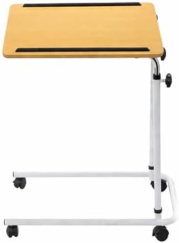 Angel Mobility Overbed Table with Wheels – Height Adjustable and Lightweight – Laminated 61 x 40 cm Flat Packed Surface for Bed or Chair Use – Ideal for Meals, Laptop Work, and Elderly Care
