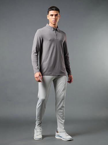 Image of TECHNOSPORT Mens Slim Fit Solid Full Sleeve Cotflex Polo T-Shirt for Regular and Casual Uses