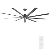 WINGBO Black Industrial Ceiling Fan No Light 120", 9 Aluminum Blades, 6 Speed Remote Control, Reversible DC Motor, for Home and Commercial Use, Living Room/Shop/Warehouse