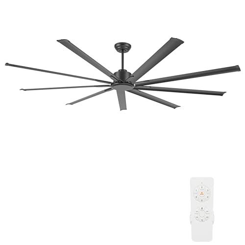 WINGBO Black Industrial Ceiling Fan No Light 96", 9 Aluminum Blades, 6 Speed Remote Control, Reversible DC Motor, for Home and Commercial Use, Living Room/Shop/Warehouse by WINGBO - Used condition - US$292.04