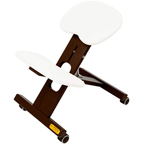 Preisvergleich Produktbild MOV Ergo-Office Venge Kniestuhl Kniehocker Sitzhocker Bürohocker Gesundheitsstuhl - höhenverstellbar, bequem gepolstert, rollbar (weiß)