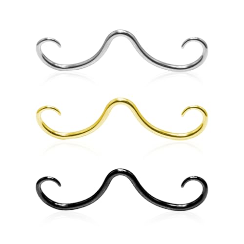 FDGGT Anneau De Nez Percé en Acier Inoxydable, 3 Pièces, Moustache, Bijoux De Perçage pour Le...