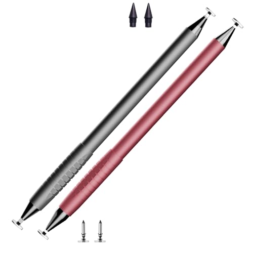 AOPCREZON 2 in 1 Stylus Pens for iPad,Universal Touch Screens High Sensitive & Precision Capacitive Disc Tip Pen Stylus for Samsung/Galaxy/Kindle/Tablet/Computer/FireTablet (Grey+Pink)