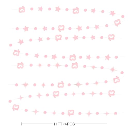 Image of Glitter Pink 13th Birthday Decorations Number 13 Circle Dot Twinkle Star Garland Hanging Streamer Banner Backdrop Girls 13 Year Old Birthday Thirteen Official Teenager 13th Anniversary Party Supplies