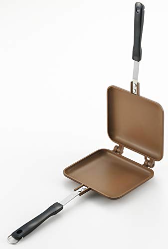 Image of Yoshikawa SJ2629 Hot Sand Maker, For Gas Fire, Single Fluorine Processed, Total Width 5.9 x Length 13.8 x Height 1.3 inches (15 x 35 x 3.2 cm), Brown, Outdoor Camping