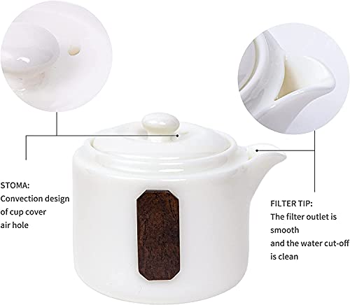 Draagbare Travel Tea Set,Witte Keramische Theeset, Theepot met Water Filler, Theekopjes voor 7 - Image 4