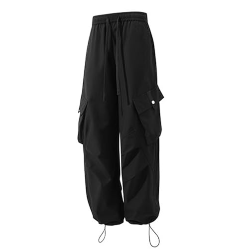 Men's Casual Cargo Pants Workout Joggers Stretch Sweatpants Hiking Drawstring Parachute Pants with Multi Pockets3