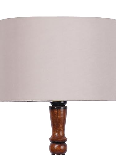 Image of Devansh Grey Cotton Wooden Floor Lamp -9