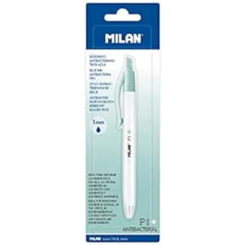 Boligrafo milan p1 retractil 1 mm antibacteriano tinta azul blister de 1 unidad