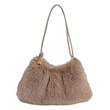 [link bleu] ファー バッグ レディース ショルダー 秋冬 ふわふわ ハンドバッグ かわいい トレンド 軽量 シンプル おしゃれ（ カーキ ）