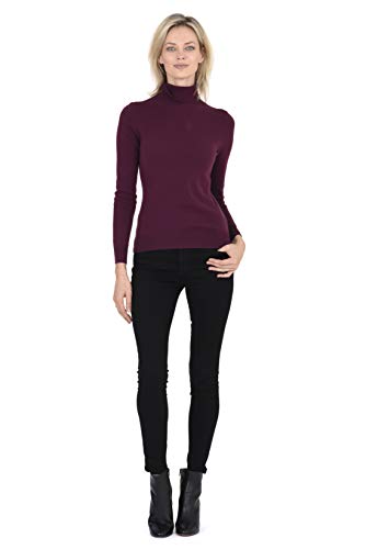 Image of Cashmeren Women's Essential Knit Turtleneck Sweater 100% Merino Wool Long Sleeve Roll Neck Pullover