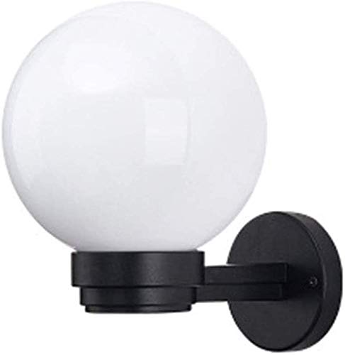 Φ25cm Außen-Wandleuchte E27 Vintage Schwarz Weiss Acryl Kugel schirm Wasserdicht IP44 Retro Wandlampe Balkon Lampe Wandbeleuchtung Aussenlampe Flur Hof Eingang Fassaden Wand-licht Cover