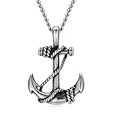 Swordgod Anchor Necklace,Stainless Steel Anchor Pendant Necklace with 22+2 Inch Square Rolo Chain Na