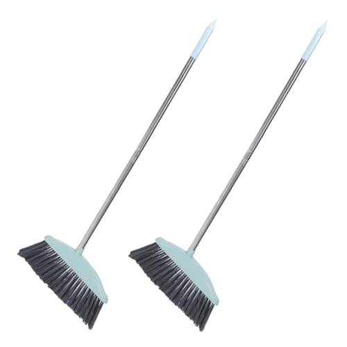 Unomor 2pcs Stainless Steel Broom Deck Scrub Brush Household Broom Long Dustpan and Brush Outdoor Brooms Upright Broom Large Broom Room Cleaning Broom Pickup Brush Soft Broom Blue Plastic
