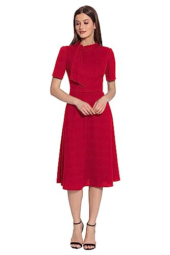 Image of Maggy London Women's Crepe Fabric Flight Attendant Bow Neck Tie Short Sleeve A-line