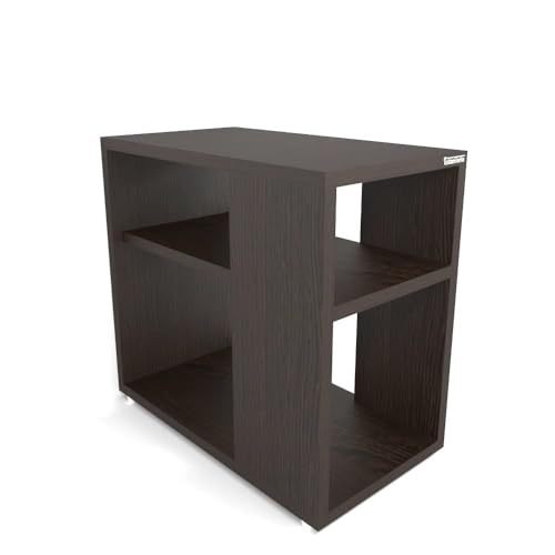 Image of ESTANTERIA Bedside Table for Bedroom Engineered Wood Corner End Sofa Coffee Table with Storage Modern Decor Organizer Space Saver Shelf -DIY Furniture for Bedroom, Living Room Home (Wenge Finish)