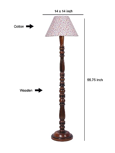 Multicolor Cotton Conical Wooden Floor lamp -68