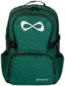 Nfinity Sparkle Backpack for Cheerleaders – Glitter Finish, Lightweight and Durable, with Ample Storage and Adjustable Straps, Teal Sparkle/White Logo, One Size
