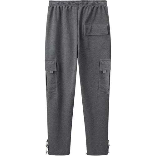 Men's Cargo Pants Baggy Joggers Drawstring Straight Leg Trousers Athletic Open Bottom Workwear with Pockets4