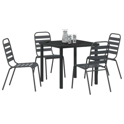 Ensemble de table de jardin industrielle anthracite rectangulaire 5 pièces - 4