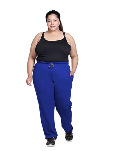 Image of Elite soul Womens Regular Fit Cotton Track Pants | Casual & Sports Trousers | Plus Size Bottoms for Lounge, Gym & Night Wear | Sizes XL, 2XL, 3XL, 4XL, 5XL