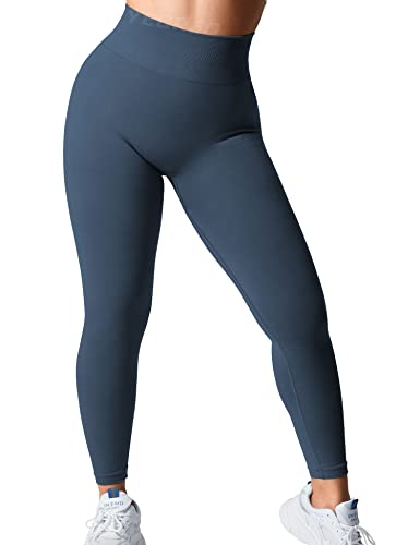 YEOREO Women Seamless Workout Leggings High Waisted Butt Lifting Gym Yoga Pants Navy M
