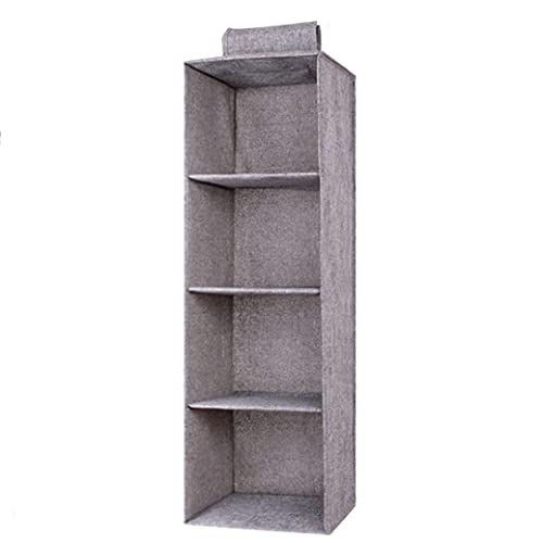 Eushine Étagère de penderie à Suspendre, 4 Niveaux, Lavable Rangement Suspendu, Organisateur de Vêtements avec Renfort Intérieur, 27x 27 x 80cm, Gris