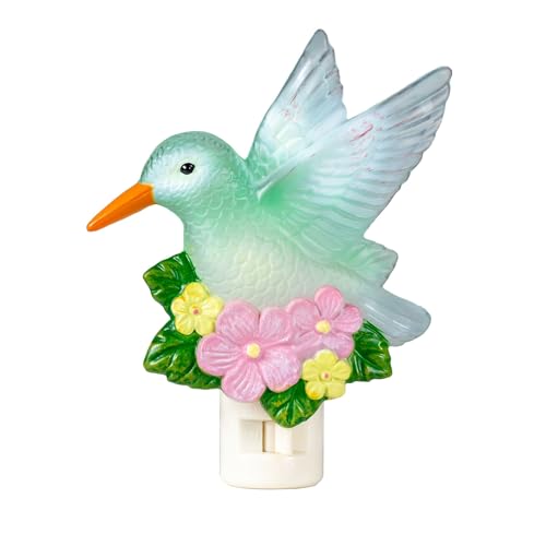 Image of Novelty Lights LED Lamp Hummingbird with Flowers Spring Easter Decoration Night Light with Swivel Plug