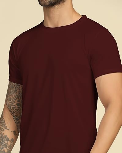Image of VastraVibes Cotton Regular Fit T-Shirt Round Neck Casual Mens Plain Tshirt