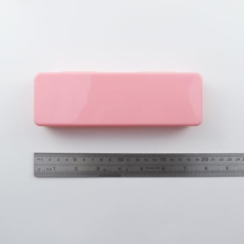 Image of 2PCS Large Capacity Pencil Box Plastic Pencil Case Plastic Stationery Case with Hinged Lid and Snap Rectangle Storage Containers Box for Nail Accessories, Screws(Pink)