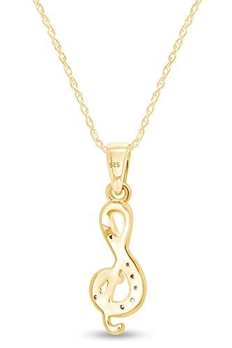 AFFY Treble G Clef Music Note Cubic Zirconia Pendant in 14K Gold Over Sterling Silver3