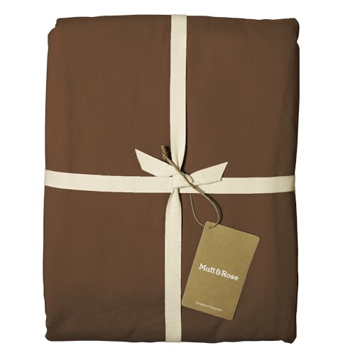 Drap housse 140x190 en coton lavé chocolat MATT & ROSE