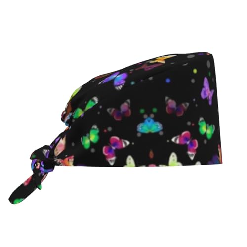 Image of Cute Pug Dog Print Working Cap Scrub Cap with Sweatband,Adjustable Fashion Bandage Tie Back Hat Headwear for Women Men