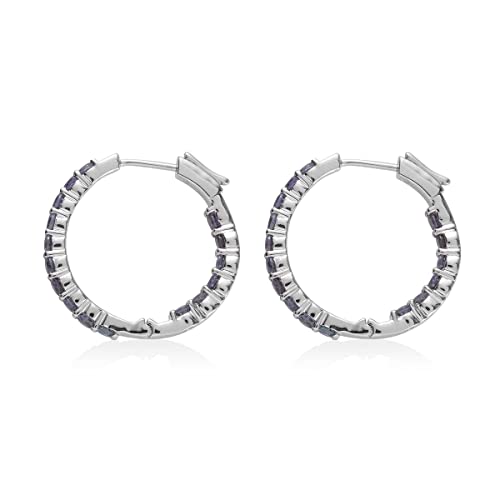 Femme Luxe gemstone Inside-Out hoop earrings in silver, Birthstone months3