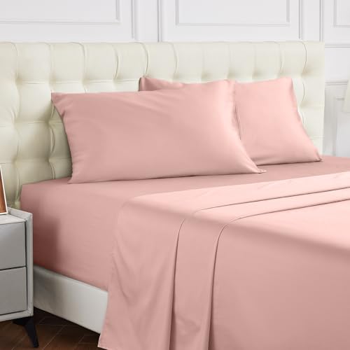 Warmstar Juego de sábanas de 100 % algodón tamaño Queen, sábanas de algodón duradero de satén de algodón suave, bolsillo profundo, juego de sábanas transpirables de 4 piezas, 1 sábana encimera, 1